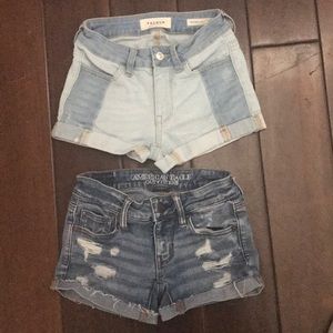 2 juniors shorts, 00 size 22 PacSun American Eagle
